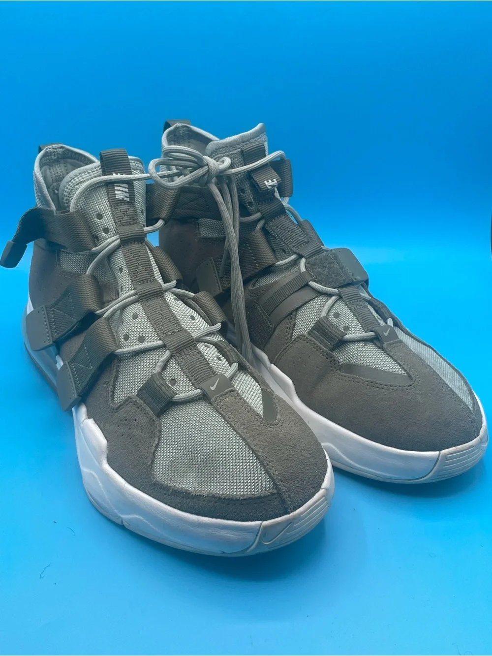 Nike Men's Gray and White High-Top Sneakers